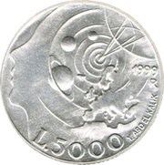 5000 Lire Allegory of today, San Marino, 1999 reverse image