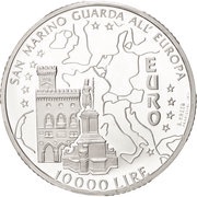 10 000 Lire Euro, San Marino, 1996 reverse image
