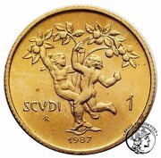 1 Scudo European Year for Environment, San Marino, 1987 reverse image