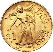 1 Scudo 200 Anniversary of French Revolution, San Marino, 1989 reverse image