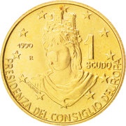 1 Scudo Presidency of the European Council, San Marino, 1990 reverse image