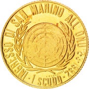1 Scudo Entry to UN, San Marino, 1992 reverse image