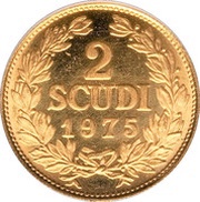 2 Scudi Coat of Arms, San Marino, 1975 reverse image
