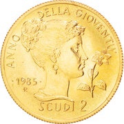 2 Scudi International Year of Youth, San Marino, 1985 reverse image