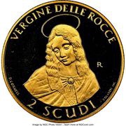 2 Scudi Virgin of the Rocks, San Marino, 1998 reverse image