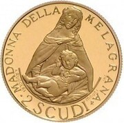 2 Scudi Madonna of the Pomegranate, San Marino, 2000 reverse image