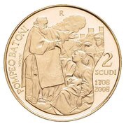 2 Scudi 300th Anniversary of the Birth of Pompeo Batoni, San Marino, 2008 reverse image