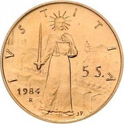 5 Scudi Justice, San Marino, 1984 reverse image