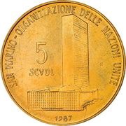 5 Scudi United Nations, San Marino, 1987 reverse image