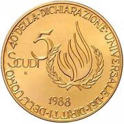 5 Scudi Human Rights, San Marino, 1988 reverse image