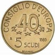 5 Scudi Council of Europe, San Marino, 1989 reverse image