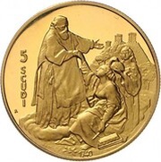 5 Scudi Founding of the Republic, San Marino, 1990 reverse image