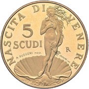 5 Scudi Birth of Venus, San Marino, 1999 reverse image