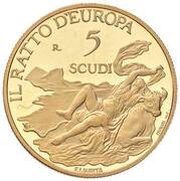 5 Scudi Rape of Europa, San Marino, 2000 reverse image