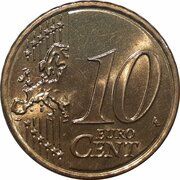 10 Euro Cents 1st type, 2nd map reverse image