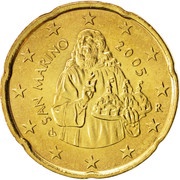 20 Euro Cents 1st type, 1st map obverse image
