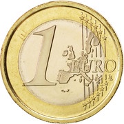 1 Euro 1st type, 1st map reverse image