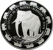 6000 Francs CFA Elephant, Benin, 1993 reverse image