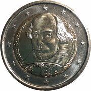 2 Euros William Shakespeare obverse image