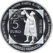 5 Euros Amerigo Vespucci, San Marino, 2012 reverse image