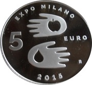 5 Euros Expo Milano 2015, San Marino, 2015 reverse image