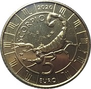 5 Euros Scorpio, San Marino, 2020 reverse image