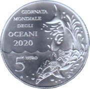 5 Euros World Oceans Day, San Marino, 2020 reverse image