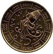 5 Euros Aquarius, San Marino, 2021 reverse image