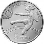 5 Euros Female soccer, San Marino, 2021 reverse image