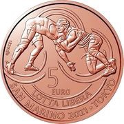 5 Euros Victory in freestyle wrestling in Tokyo, San Marino, 2021 reverse image