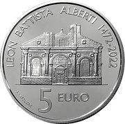 5 Euros Leon Battista Alberti, San Marino, 2022 reverse image