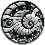10 Euros Economic and Monetary Union, San Marino, 2009 reverse image