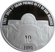 10 Euros First San Marino F1 Grand Prix, San Marino, 2016 reverse image
