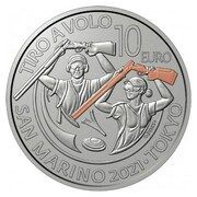 10 Euros Victory in Skeet Shooting in Tokyo, San Marino, 2021 reverse image