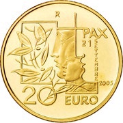 20 Euros International Day of Peace reverse image