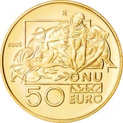 50 Euros International Day of Peace, San Marino, 2005 reverse image