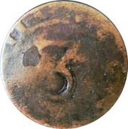 3 Réis - Pedro V Countermark "Small Crown" over 3 Reis, Portugal obverse image