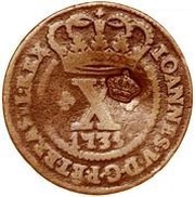 X Réis - Pedro V Countermark "Small Crown" over X reis, Portugal and Brazil obverse image