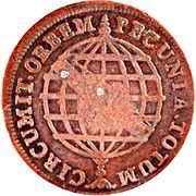 XX Réis - Pedro V Countermarked with "Small Crown", Sao Tome and Principe, 1854 reverse image