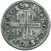Tostão - Pedro V Countermark "Small Crown" over LXXX, Portugal, Sao Tome and Principe, 1854 reverse image