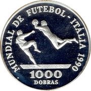 1000 Dobras Soccer, Sao Tome and Principe, 1990 reverse image