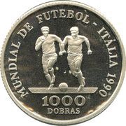1000 Dobras Soccer, Sao Tome and Principe, 1990 reverse image
