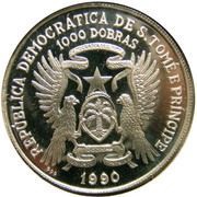 1000 Dobras Olympics 1992 obverse image