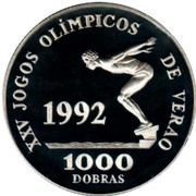 1000 Dobras Olympics 1992, Sao Tome and Principe, 1990 reverse image