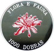 1000 Dobras Flora and Fauna - Porcelain Rose, Sao Tome and Principe, 1995 reverse image