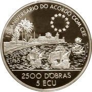 2500 Dobras Treaty with European Union, Sao Tome and Principe, 1993 reverse image