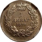 1 Dinar - Milan Obrenović IV reverse image