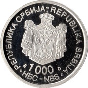 1000 Dinara Dositej Obradović obverse image