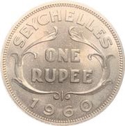 1 Rupee - Elizabeth II 1st portrait, Seychelles, 1954-1974 reverse image