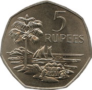 5 Rupees - Elizabeth II 2nd portrait, Seychelles, 1972 reverse image